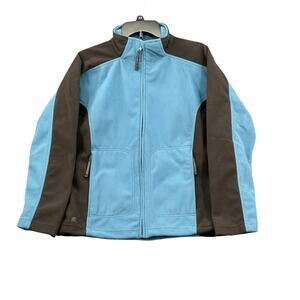 Stormtech Jacket Medium Blue Gray Fleece Zip Pockets Hiking Outdoors